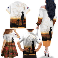 Australia And New Zealand ANZAC Day Family Matching Off The Shoulder Long Sleeve Dress and Hawaiian Shirt Battle Of Beersheba LT05 - Polynesian Pride