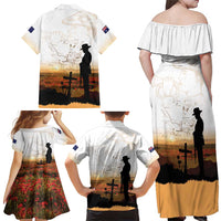 Australia And New Zealand ANZAC Day Family Matching Off Shoulder Maxi Dress and Hawaiian Shirt Battle Of Beersheba