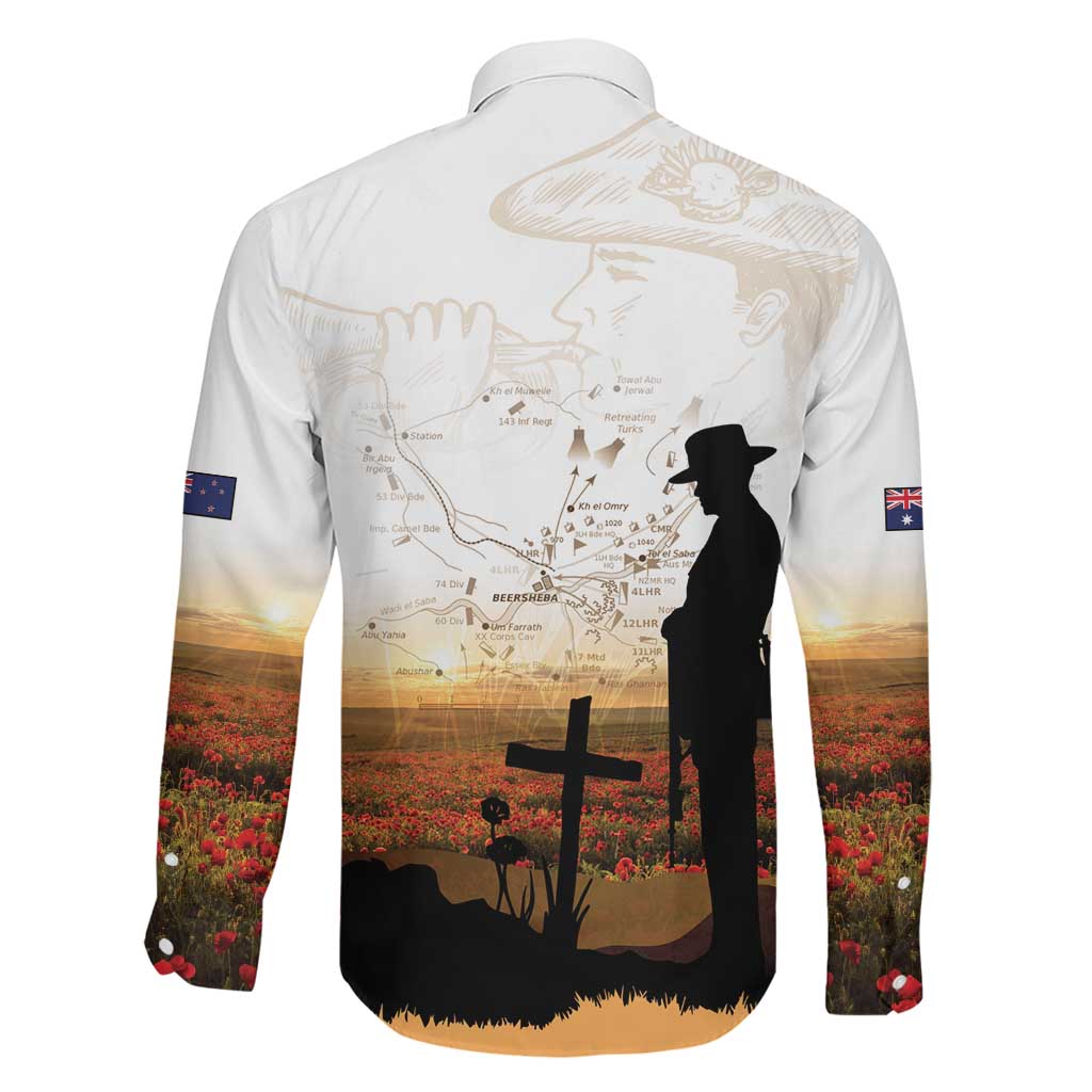 Australia And New Zealand ANZAC Day Family Matching Off Shoulder Short Dress and Hawaiian Shirt Battle Of Beersheba
