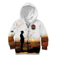 Australia And New Zealand ANZAC Day Kid Hoodie Battle Of Beersheba LT05 Zip Hoodie Beige - Polynesian Pride