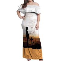 Australia And New Zealand ANZAC Day Off Shoulder Maxi Dress Battle Of Beersheba LT05 Women Beige - Polynesian Pride
