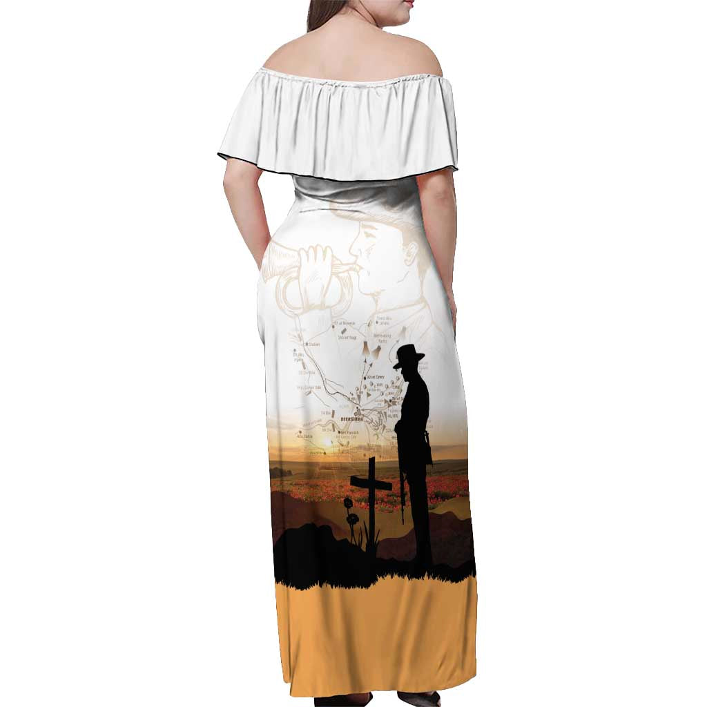 Australia And New Zealand ANZAC Day Off Shoulder Maxi Dress Battle Of Beersheba LT05 - Polynesian Pride