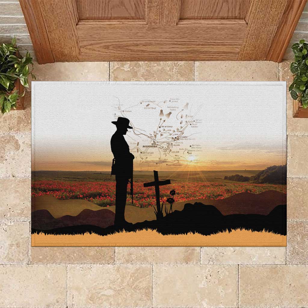 Australia And New Zealand ANZAC Day Rubber Doormat Battle Of Beersheba LT05 Beige - Polynesian Pride