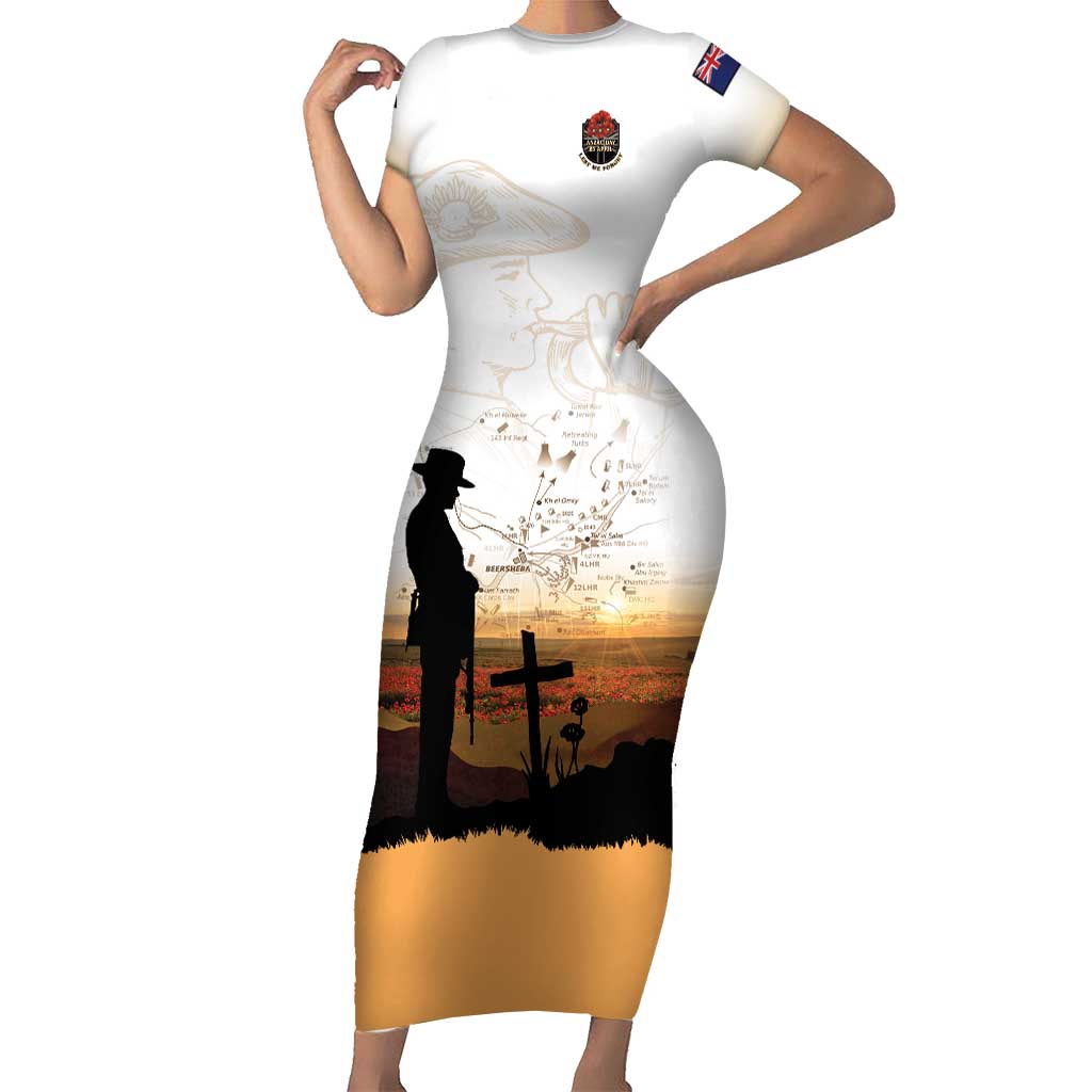 Australia And New Zealand ANZAC Day Short Sleeve Bodycon Dress Battle Of Beersheba