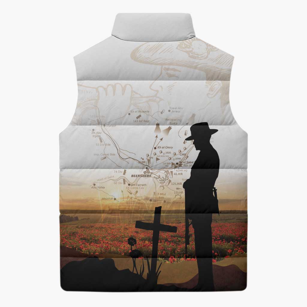 Australia And New Zealand ANZAC Day Sleeveless Puffer Jacket Battle Of Beersheba LT05 - Polynesian Pride