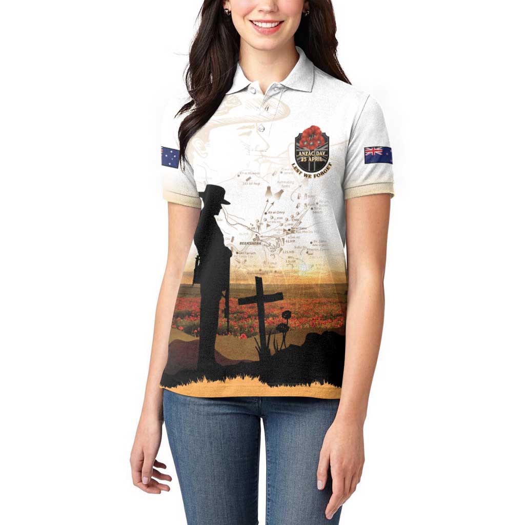 Australia And New Zealand ANZAC Day Women Polo Shirt Battle Of Beersheba LT05 - Polynesian Pride