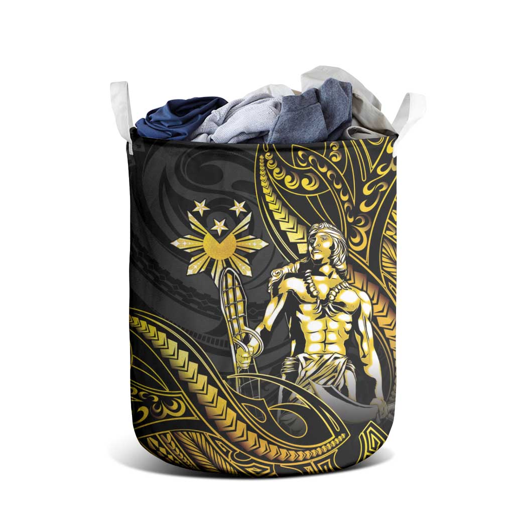 Filipinos Lapu Lapu Hero Laundry Basket Gold Polynesian Tribal Tattoo
