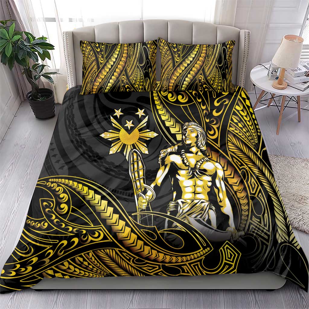 Filipinos Lapu Lapu Hero Bedding Set Gold Polynesian Tribal Tattoo