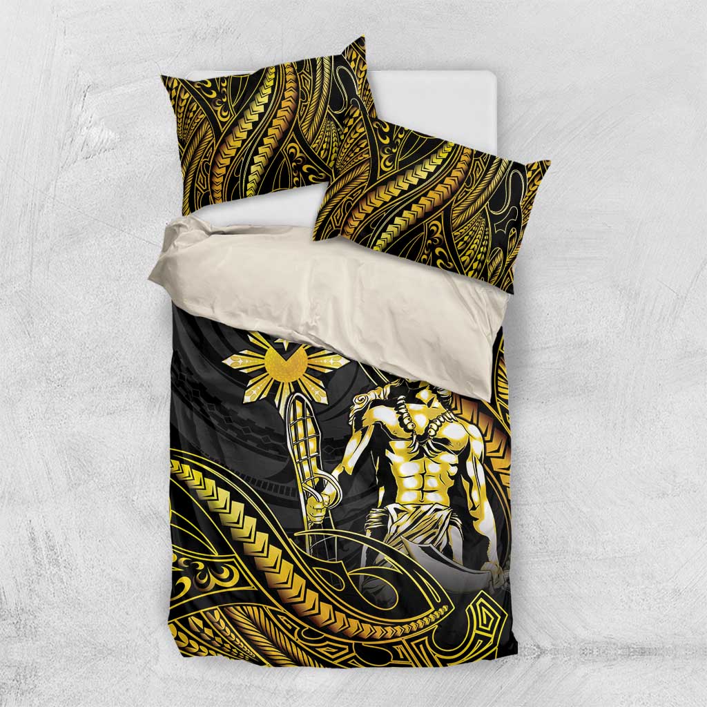 Filipinos Lapu Lapu Hero Bedding Set Gold Polynesian Tribal Tattoo