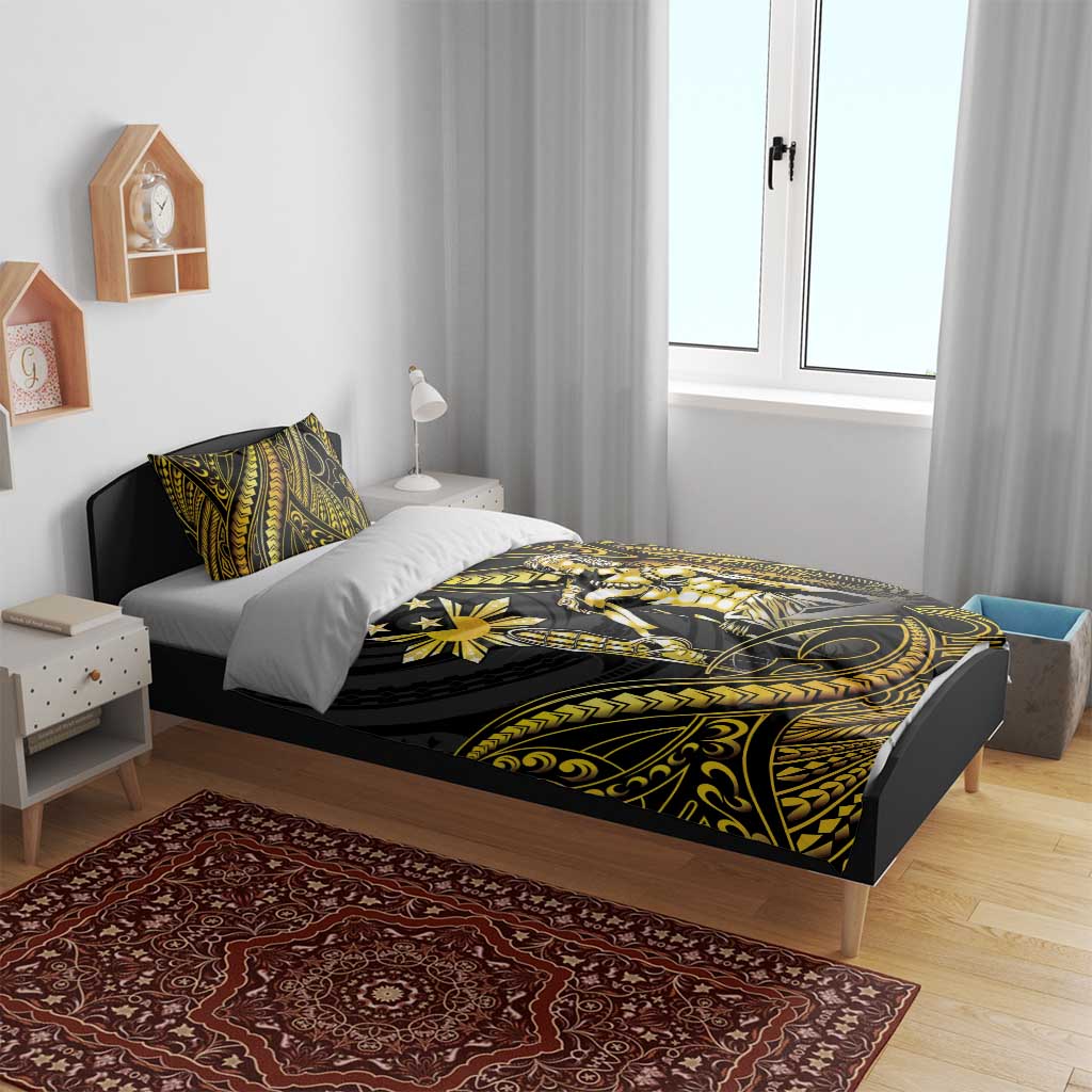 Filipinos Lapu Lapu Hero Bedding Set Gold Polynesian Tribal Tattoo