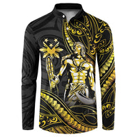 Filipinos Lapu Lapu Hero Button Sweatshirt Gold Polynesian Tribal Tattoo