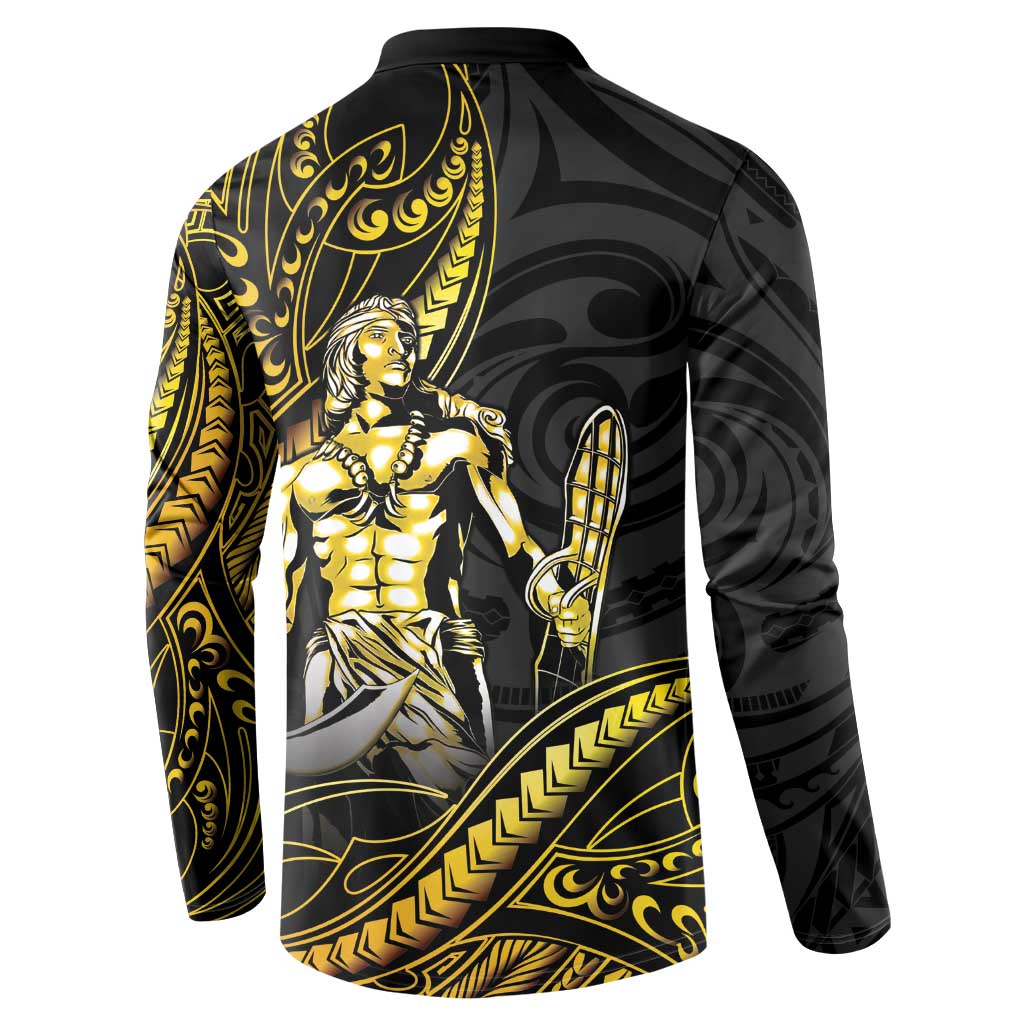 Filipinos Lapu Lapu Hero Button Sweatshirt Gold Polynesian Tribal Tattoo