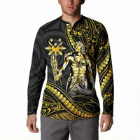 Filipinos Lapu Lapu Hero Button Sweatshirt Gold Polynesian Tribal Tattoo