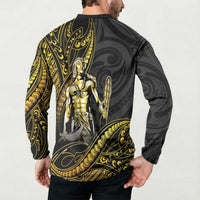 Filipinos Lapu Lapu Hero Button Sweatshirt Gold Polynesian Tribal Tattoo