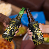 Filipinos Lapu Lapu Hero 4 in 1 Can Cooler Tumbler Gold Polynesian Tribal Tattoo