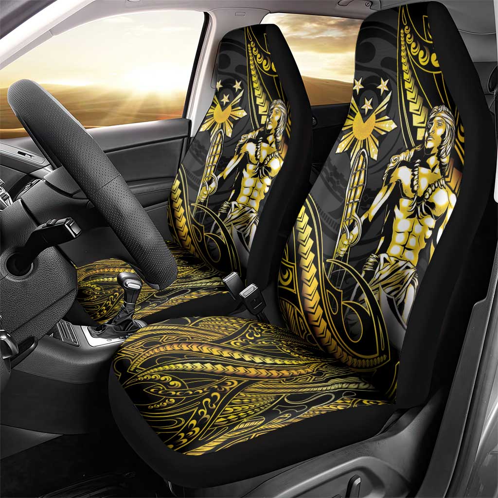 Filipinos Lapu Lapu Hero Car Seat Cover Gold Polynesian Tribal Tattoo