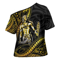 Filipinos Lapu Lapu Hero Cross Shoulder Shirt Gold Polynesian Tribal Tattoo LT05 - Polynesian Pride