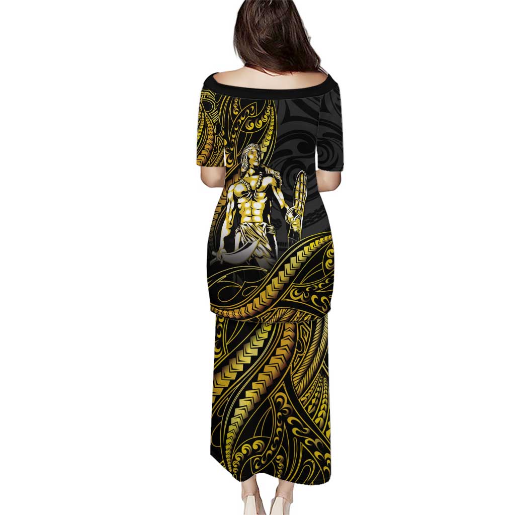 Filipinos Lapu Lapu Hero Family Matching Puletasi and Hawaiian Shirt Gold Polynesian Tribal Tattoo LT05 - Polynesian Pride