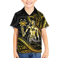 Filipinos Lapu Lapu Hero Family Matching Puletasi and Hawaiian Shirt Gold Polynesian Tribal Tattoo LT05 Son's Shirt Gold - Polynesian Pride