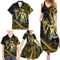 Filipinos Lapu Lapu Hero Family Matching Summer Maxi Dress and Hawaiian Shirt Gold Polynesian Tribal Tattoo LT05 - Polynesian Pride