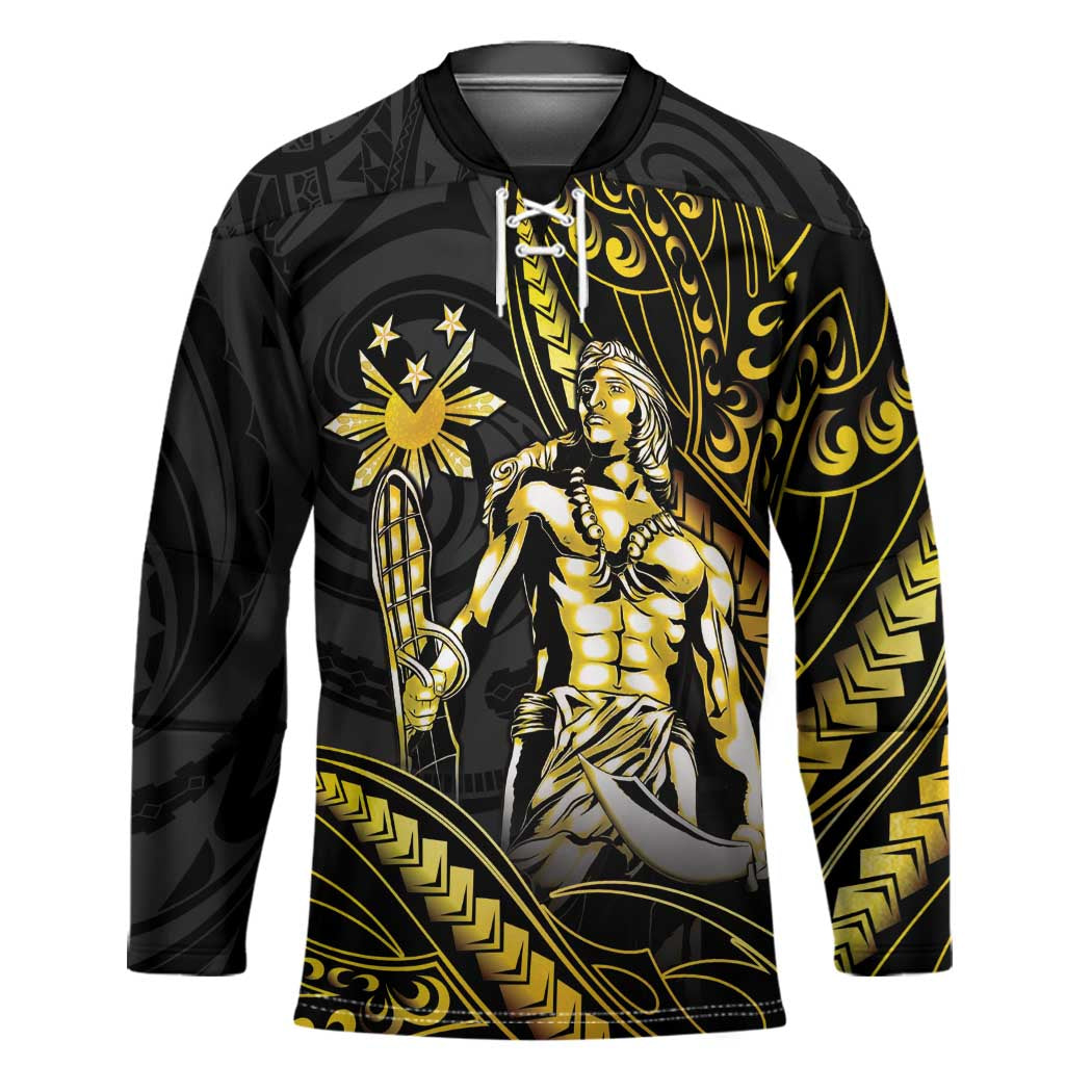Filipinos Lapu Lapu Hero Hockey Jersey Gold Polynesian Tribal Tattoo