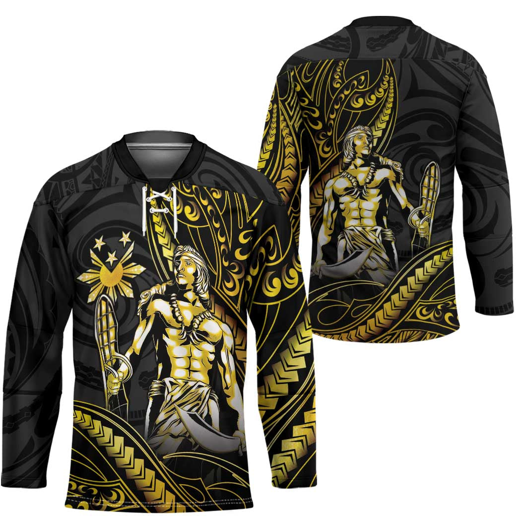 Filipinos Lapu Lapu Hero Hockey Jersey Gold Polynesian Tribal Tattoo