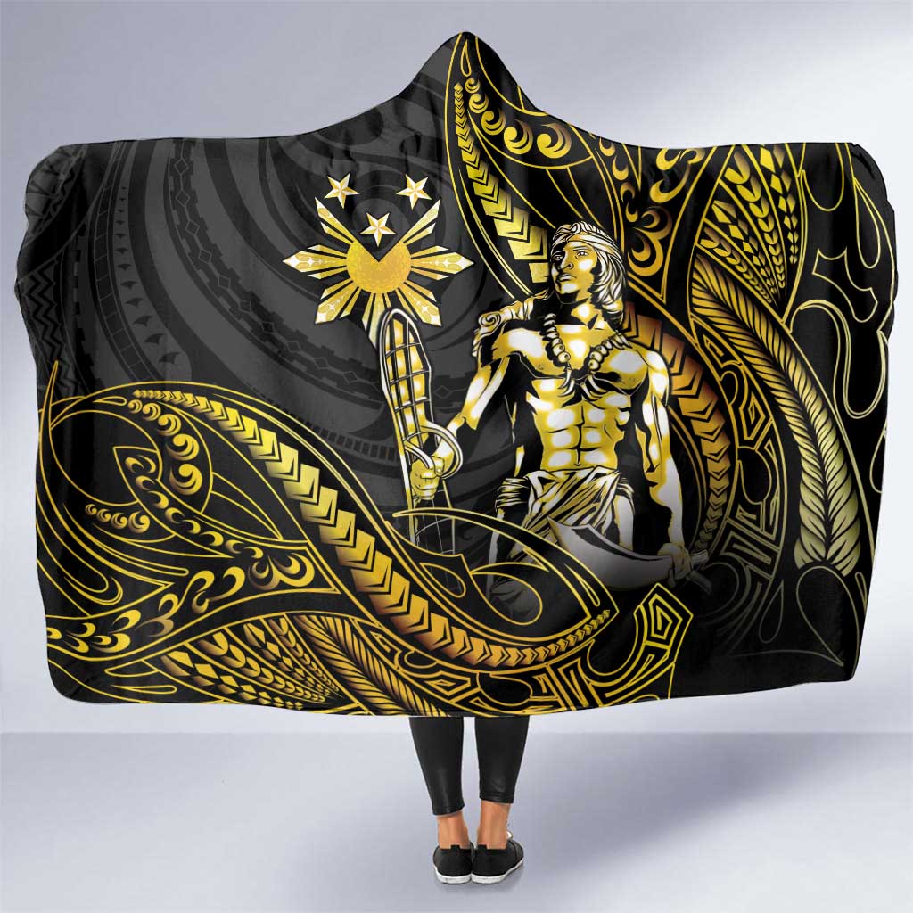 Filipinos Lapu Lapu Hero Hooded Blanket Gold Polynesian Tribal Tattoo