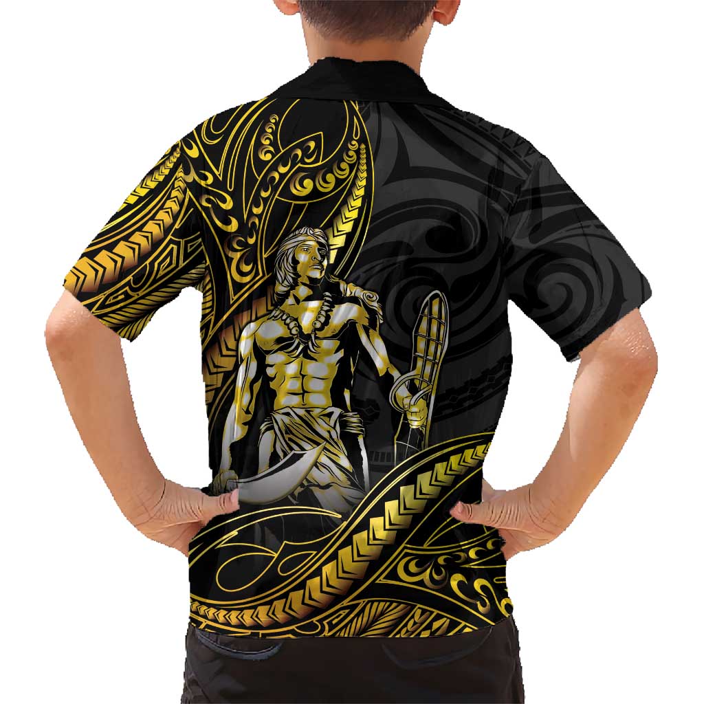 Filipinos Lapu Lapu Hero Kid Hawaiian Shirt Gold Polynesian Tribal Tattoo