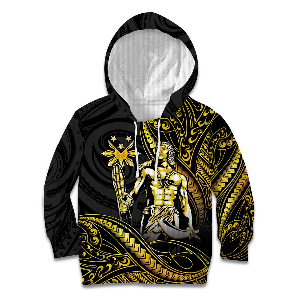 Filipinos Lapu Lapu Hero Kid Hoodie Gold Polynesian Tribal Tattoo LT05 Hoodie Gold - Polynesian Pride