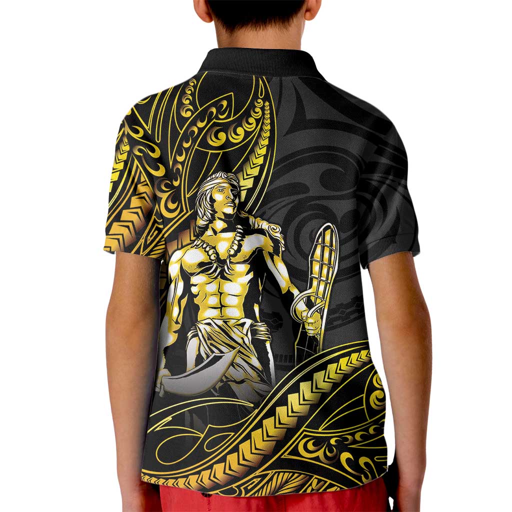 Filipinos Lapu Lapu Hero Kid Polo Shirt Gold Polynesian Tribal Tattoo