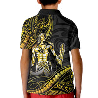 Filipinos Lapu Lapu Hero Kid Polo Shirt Gold Polynesian Tribal Tattoo