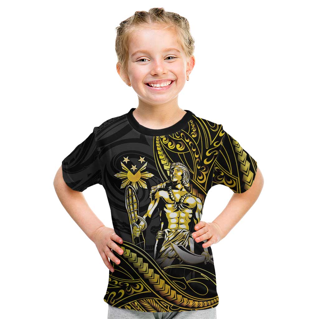 Filipinos Lapu Lapu Hero Kid T Shirt Gold Polynesian Tribal Tattoo