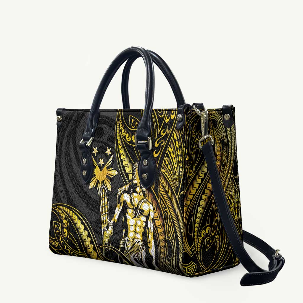 Filipinos Lapu Lapu Hero Leather Bag Gold Polynesian Tribal Tattoo