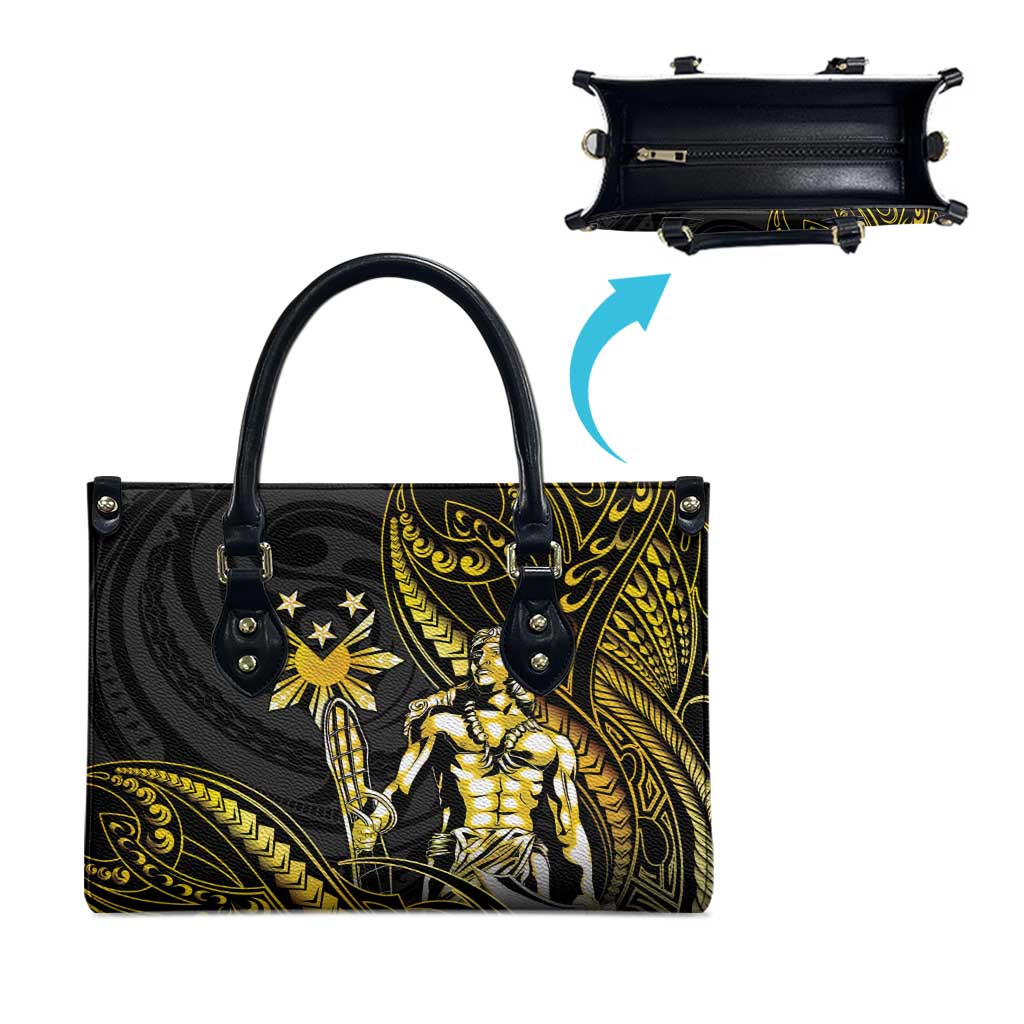 Filipinos Lapu Lapu Hero Leather Bag Gold Polynesian Tribal Tattoo