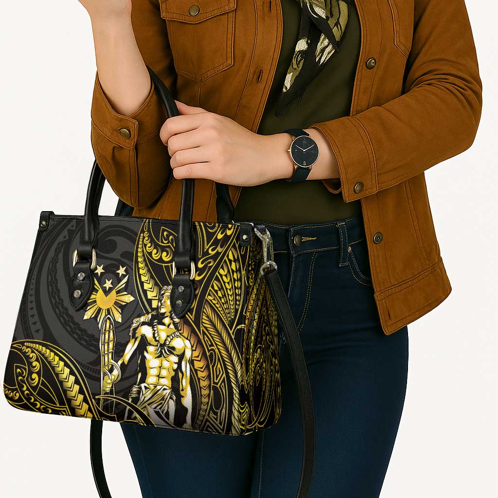 Filipinos Lapu Lapu Hero Leather Bag Gold Polynesian Tribal Tattoo