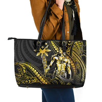 Filipinos Lapu Lapu Hero Leather Tote Bag Gold Polynesian Tribal Tattoo