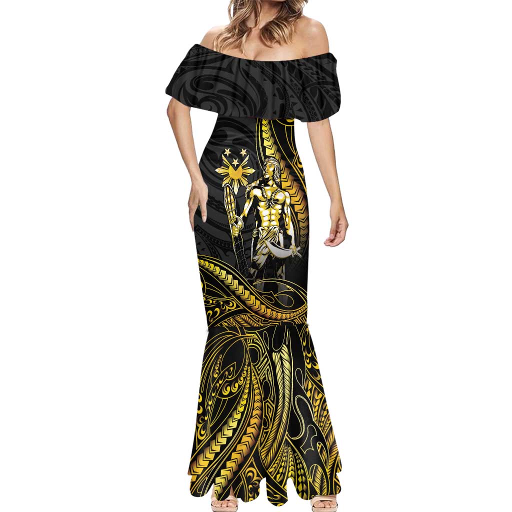 Filipinos Lapu Lapu Hero Mermaid Dress Gold Polynesian Tribal Tattoo