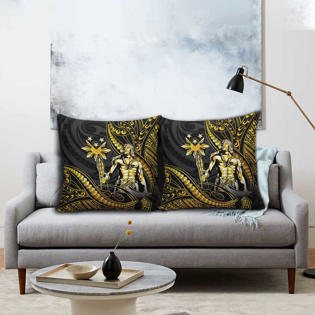 Filipinos Lapu Lapu Hero Pillow Cover Gold Polynesian Tribal Tattoo