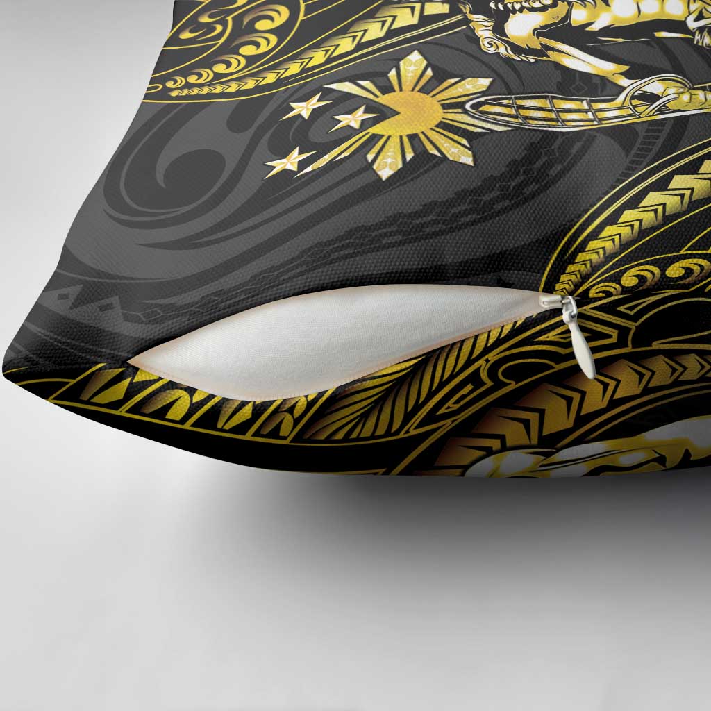 Filipinos Lapu Lapu Hero Pillow Cover Gold Polynesian Tribal Tattoo