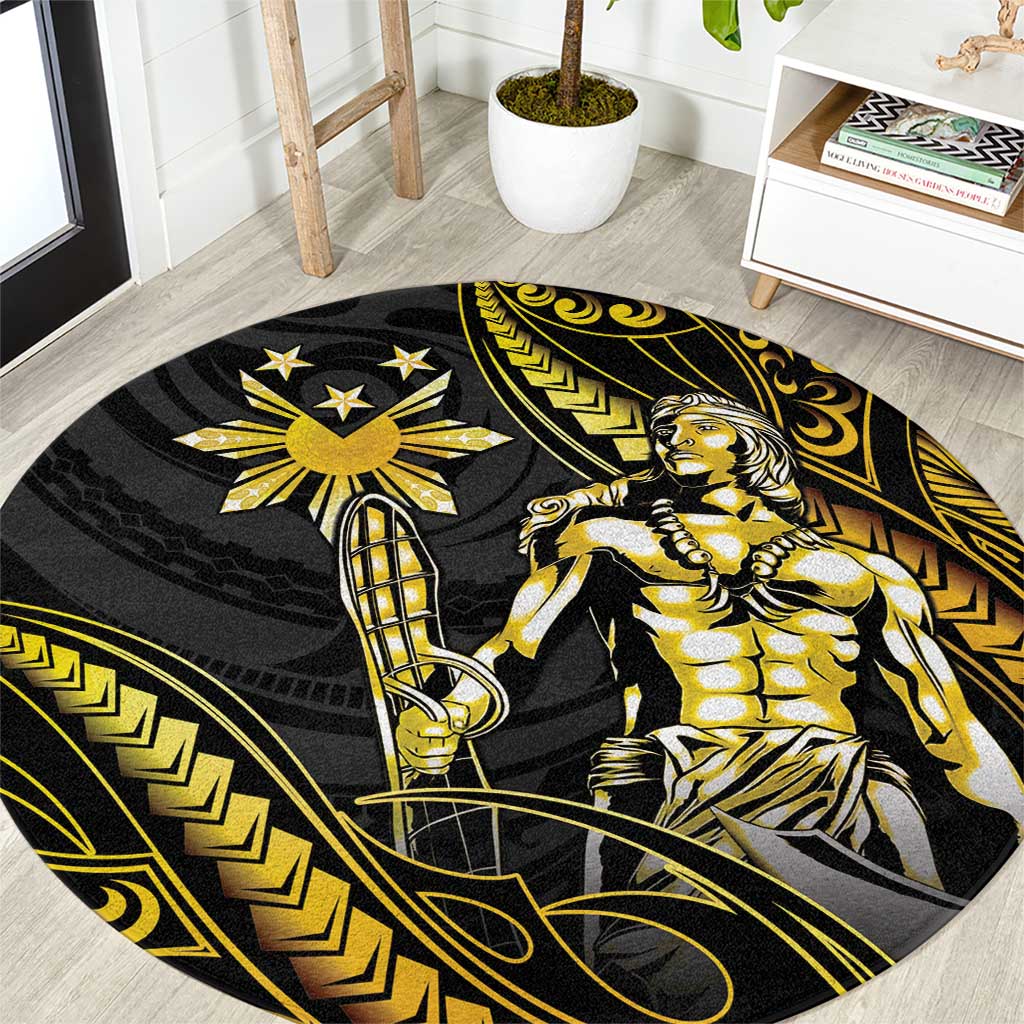 Filipinos Lapu Lapu Hero Round Carpet Gold Polynesian Tribal Tattoo