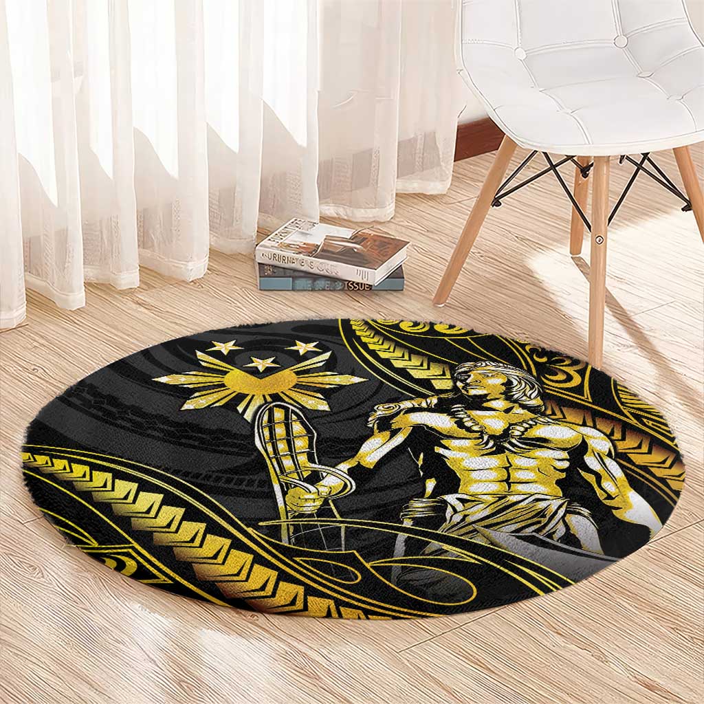 Filipinos Lapu Lapu Hero Round Carpet Gold Polynesian Tribal Tattoo