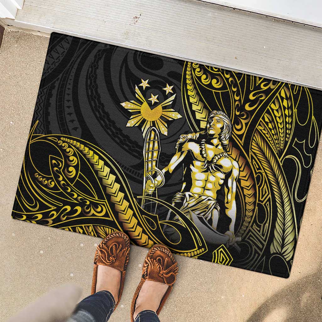 Filipinos Lapu Lapu Hero Rubber Doormat Gold Polynesian Tribal Tattoo
