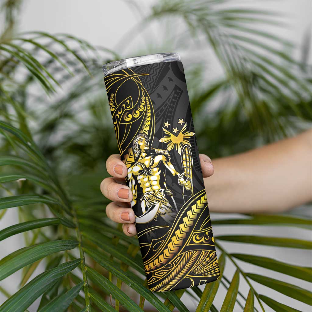 Filipinos Lapu Lapu Hero Skinny Tumbler Gold Polynesian Tribal Tattoo LT05 - Polynesian Pride