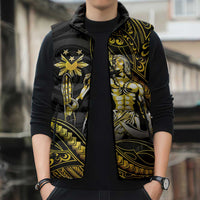 Filipinos Lapu Lapu Hero Sleeveless Puffer Jacket Gold Polynesian Tribal Tattoo