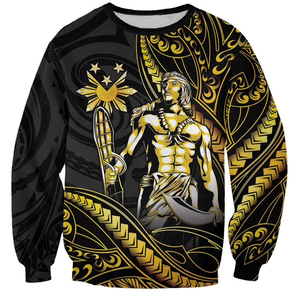 Filipinos Lapu Lapu Hero Sweatshirt Gold Polynesian Tribal Tattoo