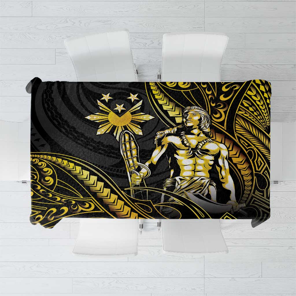 Filipinos Lapu Lapu Hero Tablecloth Gold Polynesian Tribal Tattoo