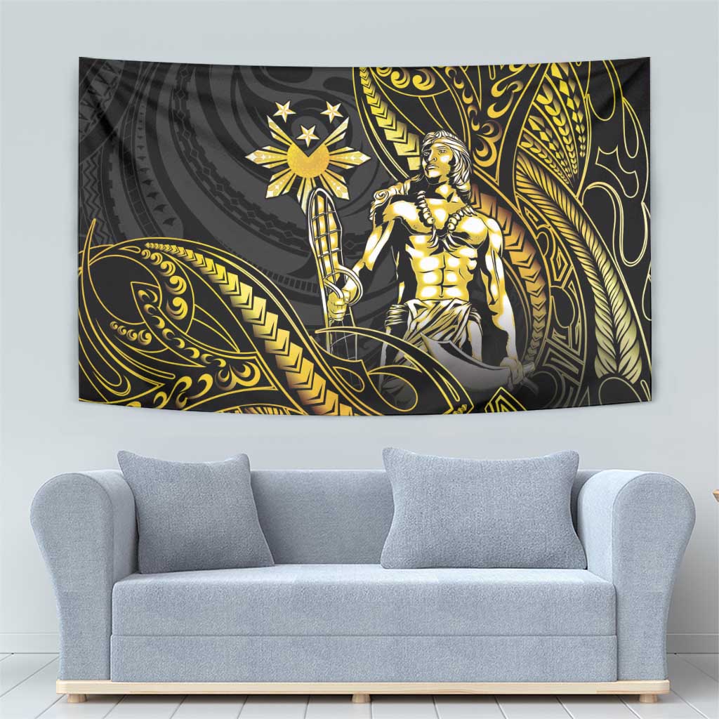Filipinos Lapu Lapu Hero Tapestry Gold Polynesian Tribal Tattoo