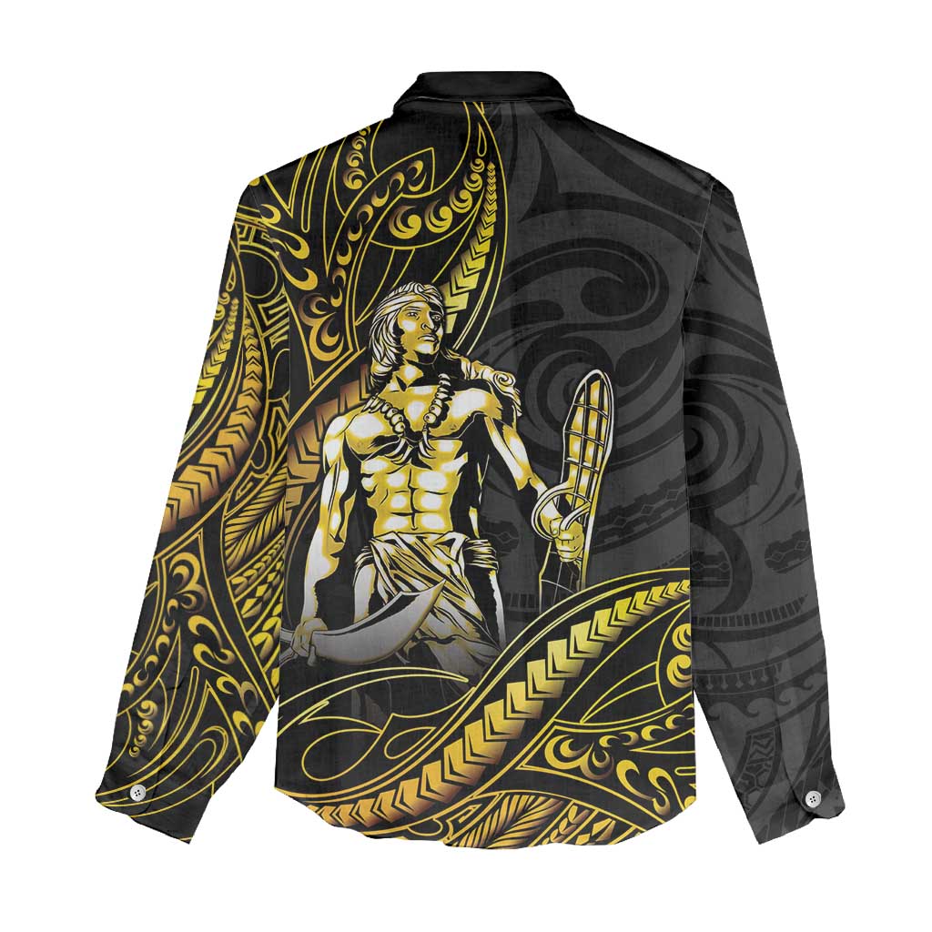 Filipinos Lapu Lapu Hero Women Casual Shirt Gold Polynesian Tribal Tattoo LT05 - Polynesian Pride