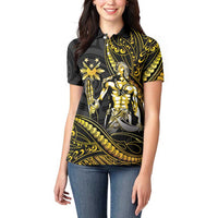 Filipinos Lapu Lapu Hero Women Polo Shirt Gold Polynesian Tribal Tattoo LT05 - Polynesian Pride