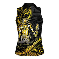 Filipinos Lapu Lapu Hero Women Sleeveless Polo Shirt Gold Polynesian Tribal Tattoo LT05 - Polynesian Pride